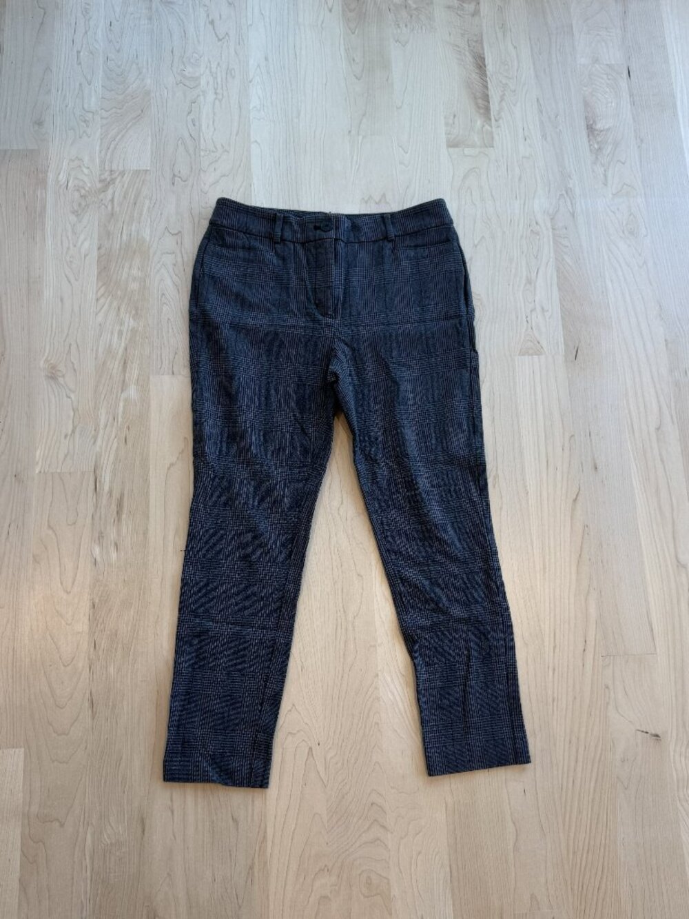 LOFT Navy Glen Plaid Skinny Leg Trouser Stretch Ankle